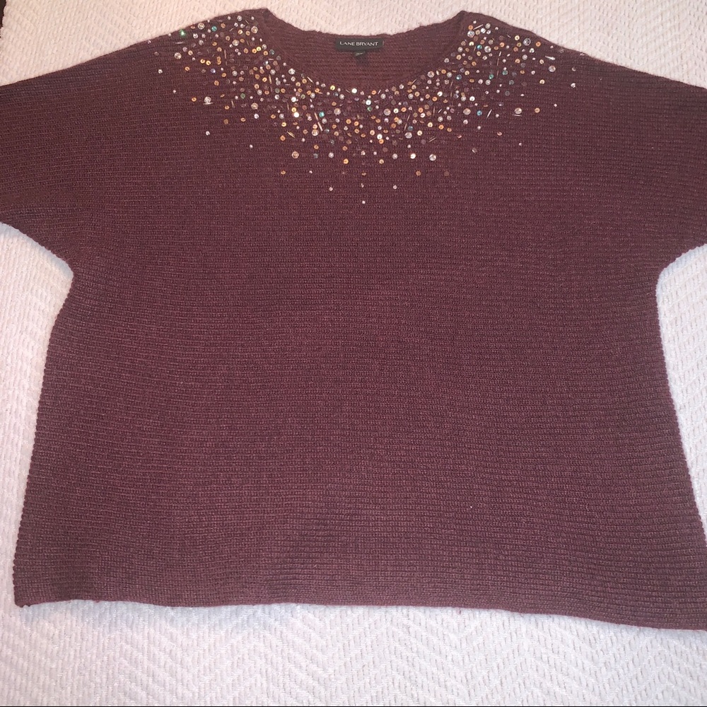 Lane Bryant Women's Plus Burgundy Tunic Sweater